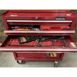 Britool, Halfords and Stack-on red tool chests with contents