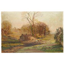 Gordon Clifford Barlow (British 1913-2005): 'Upper Wharfedale', oil on board signed, titled on artist's label verso 51cm x 76cm (unframed)