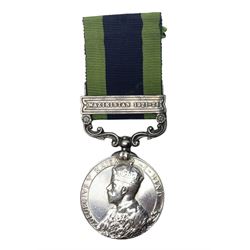 George V India General Service Medal with Waziristan 1921-24 clasp awarded to 2942 Sep. Mohd. Khan 1-12 F.F.R.; with ribbon