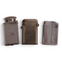 Collection of lighters including Parker Roller Beacon, Dunhill lift arm lighter. Patent no. 390107, Orlik Sport and three others 