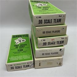 Subbuteo - six complete 00 scale Subbuteo teams comprising Derby County, Blackpool, Arsenal, Leeds United, Brazil and Manchester City; all in original boxes 