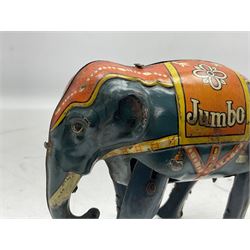 German Blomer and Schuler 'Jumbo' Elephant clockwork tinplate figure, marked 'D.R.P. DRGM Made in Germany', complete with key H9.5cm