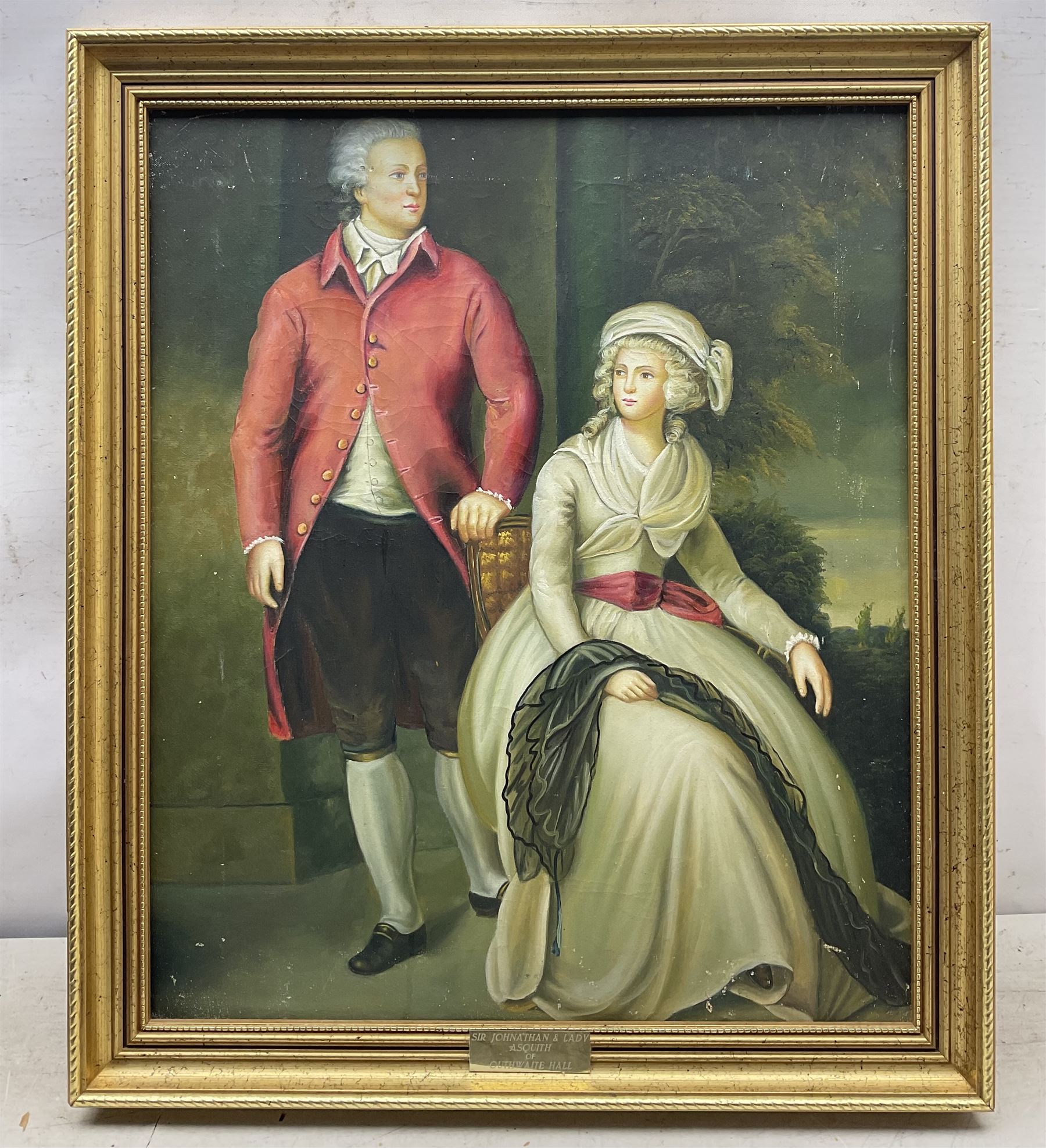 After Sir Thomas Lawrence (British 1769-1830): Mr and Mrs John Julius Angerstein, oil on canvas unsigned, titled on the mount 58cm x 49cm; After Domenico Induno (Italian 1815-1878): The Letter, oil on canvas signed 58cm x 49cm (2)