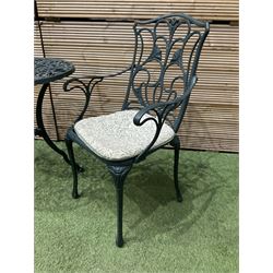 Aluminium  garden table and two chairs painted in green - THIS LOT IS TO BE COLLECTED BY APPOINTMENT FROM DUGGLEBY STORAGE, GREAT HILL, EASTFIELD, SCARBOROUGH, YO11 3TX