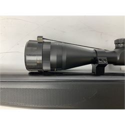 Stoegar .177 air rifle with break barrel action, 3 x 9 telescopic sight and fully integrated sound moderated barrel, no visible serial number, L109cm; in Stoeger lined gun sling