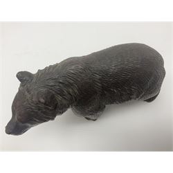 Black forest style carved wooden bear, H12cm