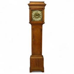 James Crawshaw of Rotherham-18th century 30-hour oak longcase clock with a flat ogee caddy...