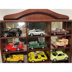 Collection of die-cast vehicles to include Corgi, Dinky, Lledo and Days Gone, housed in six wood display units