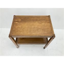 'Acornman' oak tolley with removable upper occasional table, all over adzing, by Alan Grainger of Brandsby, York