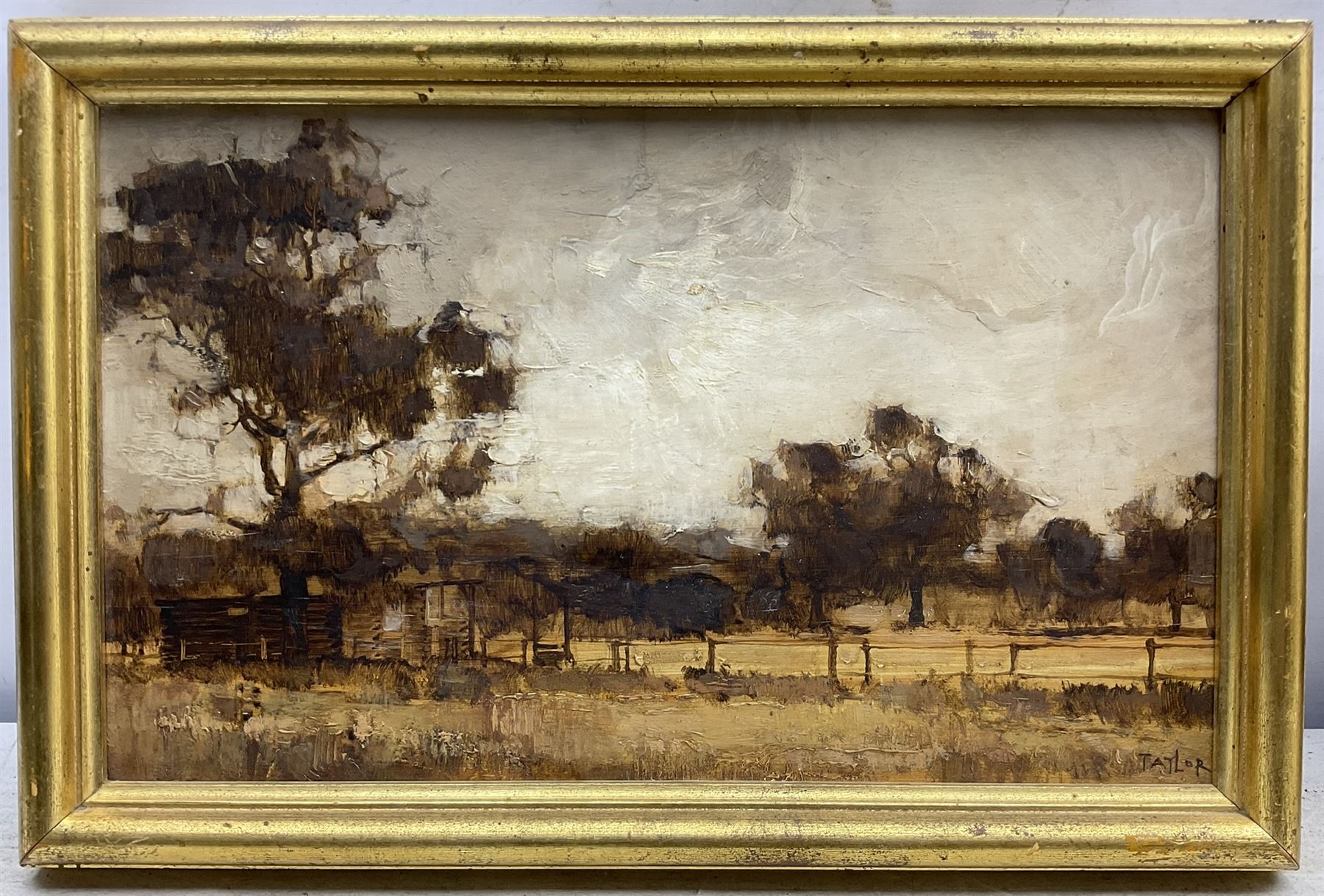 James Taylor (British 1925-2000): 'Kentish Landscape', pair oils on panel signed 24cm x 39cm (2)
Provenance: with The Lefevre Gallery, Bruton St., London, labels verso