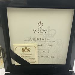 Queen Elizabeth II St Helena 2020 'King George III' gold proof double sovereign coin, cased with certificate