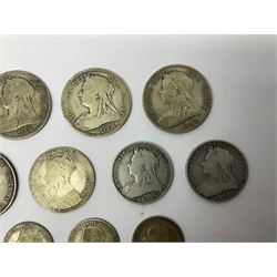 Approximately 210 grams of Great British pre 1920 silver coins, including George IIII 1822 crown, Queen Victoria 1884, 1888, 1894, 1897 and two 1902 halfcrowns etc