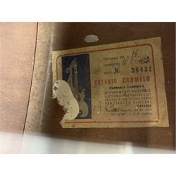 Blue painted acoustic guitar, bears label 'Catania Carmelo', serial no.36431, L103CM