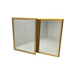 Near pair large wall mirrors, bevelled rectangular plate with gilt frame