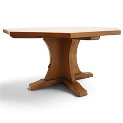 Mouseman - 1940s pre-war adzed oak octagonal dining table, the octagonal adzed top with concave sides, raised on a cruciform base with sledge feet, with carved mouse signature, by the workshop of Robert Thompson of Kilburn

Provenance: ordered directly from the Mouseman workshop in the 1940s before the outbreak of the war, the items were subsequently delivered after the end of war. 