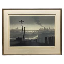 Trevor Grimshaw (Northern British 1947-2001): 'The Viaduct', limited edition lithograph signed and numbered 149/150 in pencil, 44cm x 66cm