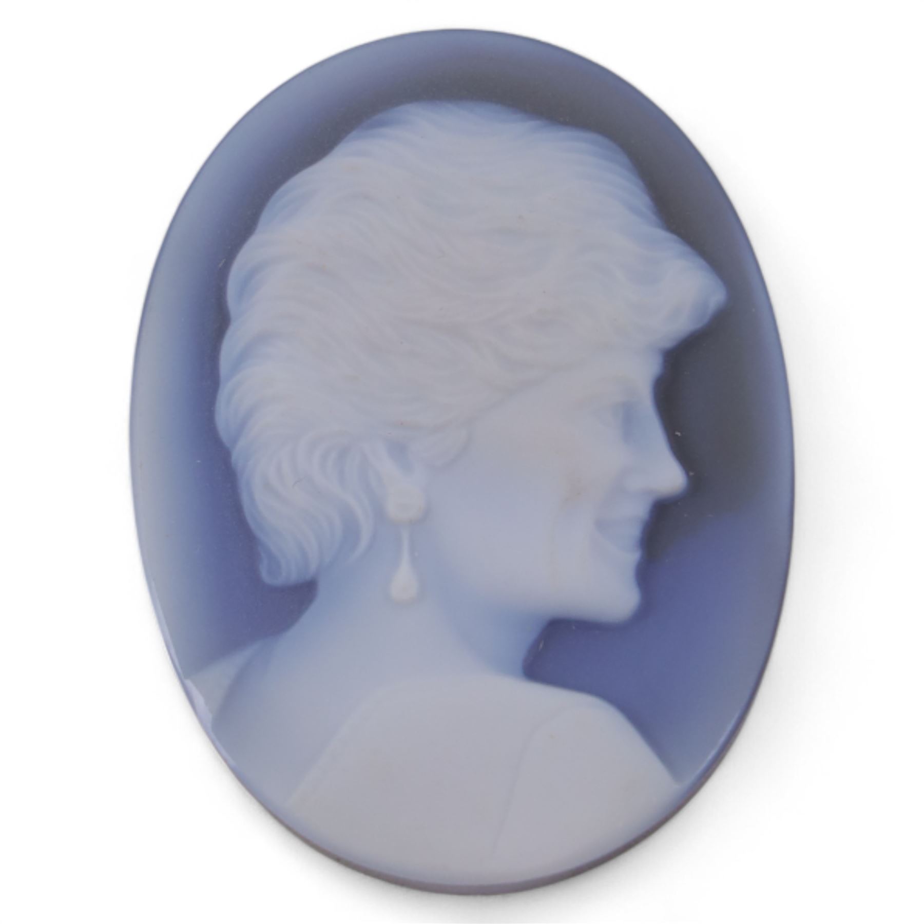 Blue agate cameo, depicting Lady Diana, H4cm