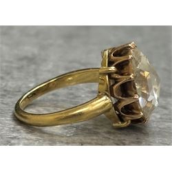 19th century 15ct gold single stone diamond ring, the backed oval rose cut diamond measuring approx 11.13mm x 9.69mm, in a twelve claw setting, in an 18ct gold shank
