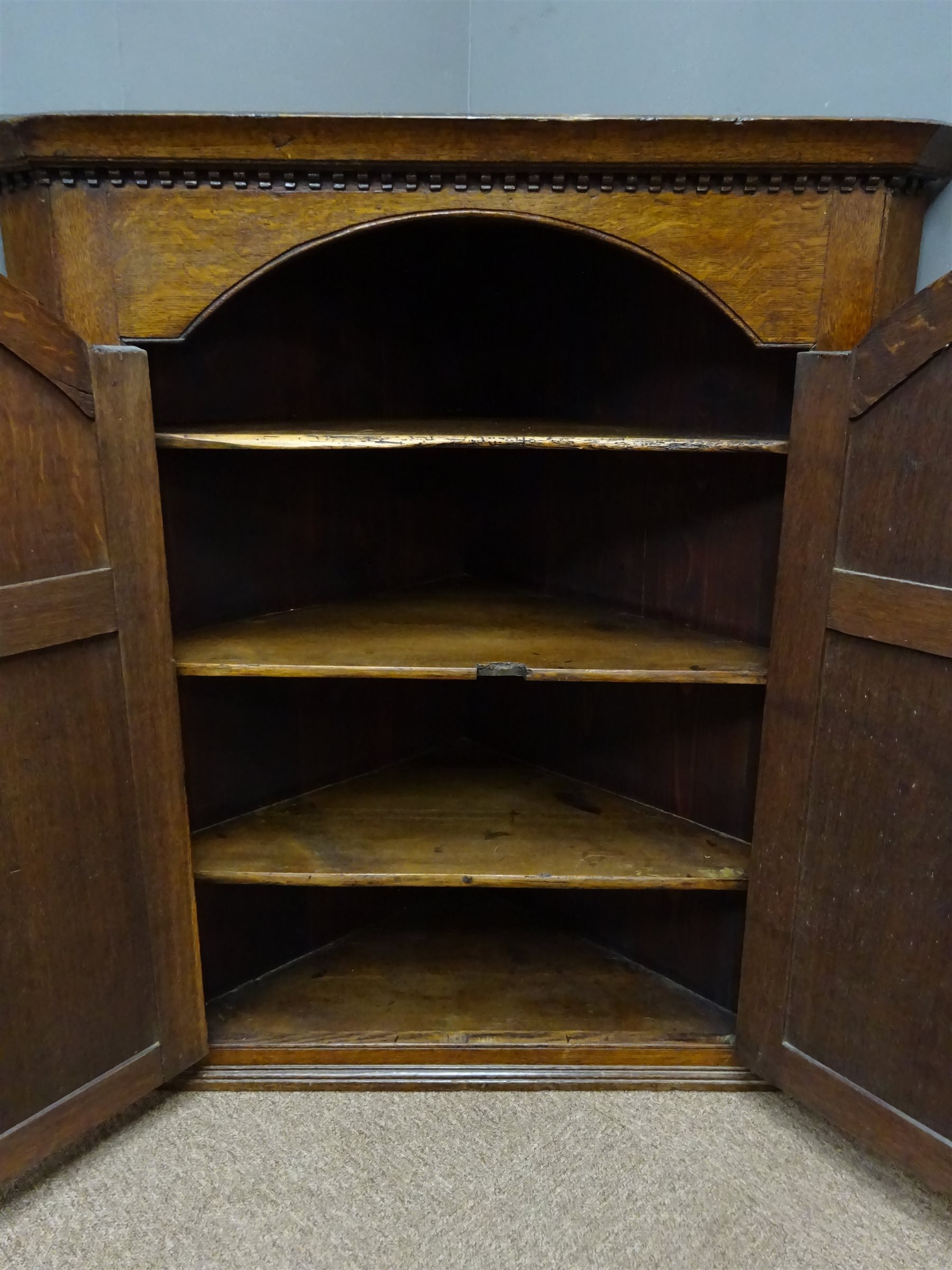 oak wall hanging corner projecting cornice, two