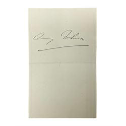Amy Johnson (1903-1941) English Pioneer Aviatrix - signature on small oblong piece of paper folded in half; with CoA 13 x 8cm