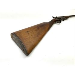 Belgian .410 folding 'poacher's' gun with 71.5cm barrel, side lever opening, centre hammer action and walnut stock with chequered grip and fore-end L110cm overall SHOTGUN CERTIFICATE REQUIRED