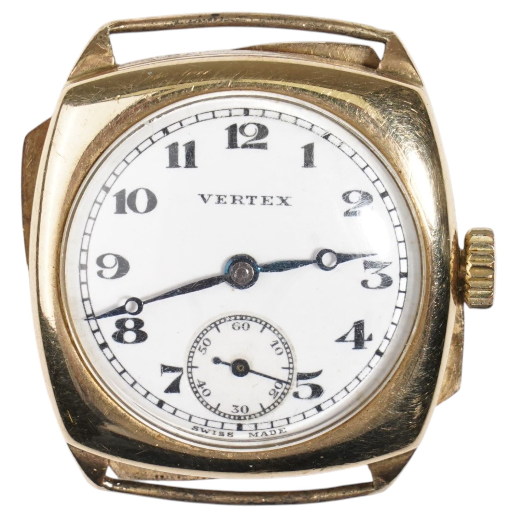 Vertex Supreme 9ct gold manual wind presentation wristwatch, Birmingham 1938