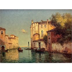 Antoine Bouvard Snr. (French 1870-1956): 'Gondoliers of Venice', oil on canvas signed 25.5cm x 34cm 
Provenance: with James Starkey Fine Art, Beverley, label verso