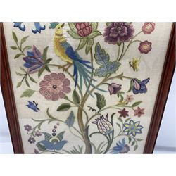 Two 1950s tapestries, the framed example celebrating the 1953 coronation, the second converted into a fire screen depicting a floral display, firescreen H70cm (2)