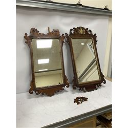 Two ornately carved wall mirrors with gilt detailing for restoration, L86cm