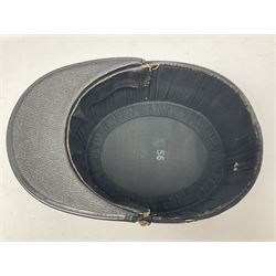 Mid 20th century French Ugeco Nantes first class dress navy blue uniform with ribbon bar with cap, and quantity of Sapeurs Pompiers patches, Sapeurs Pompiers de Caen belt buckle etc