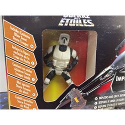 Star Wars - La Guerra De Las Galaxias La Guerre Des Etoiles/Shadows of the Empire - TIE Fighter; Cloud Car; Airspeeder; Landspeeder; Death Star Escape; Detention Block Rescue; Imperial Speeder Bike; Boba Fett IG-88; and Crowd Control Stormtrooper; all boxed/carded (9)