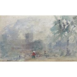 David Cox Jnr (British 1809-1885): Castle in the Mist, watercolour signed 22cm x 36cm