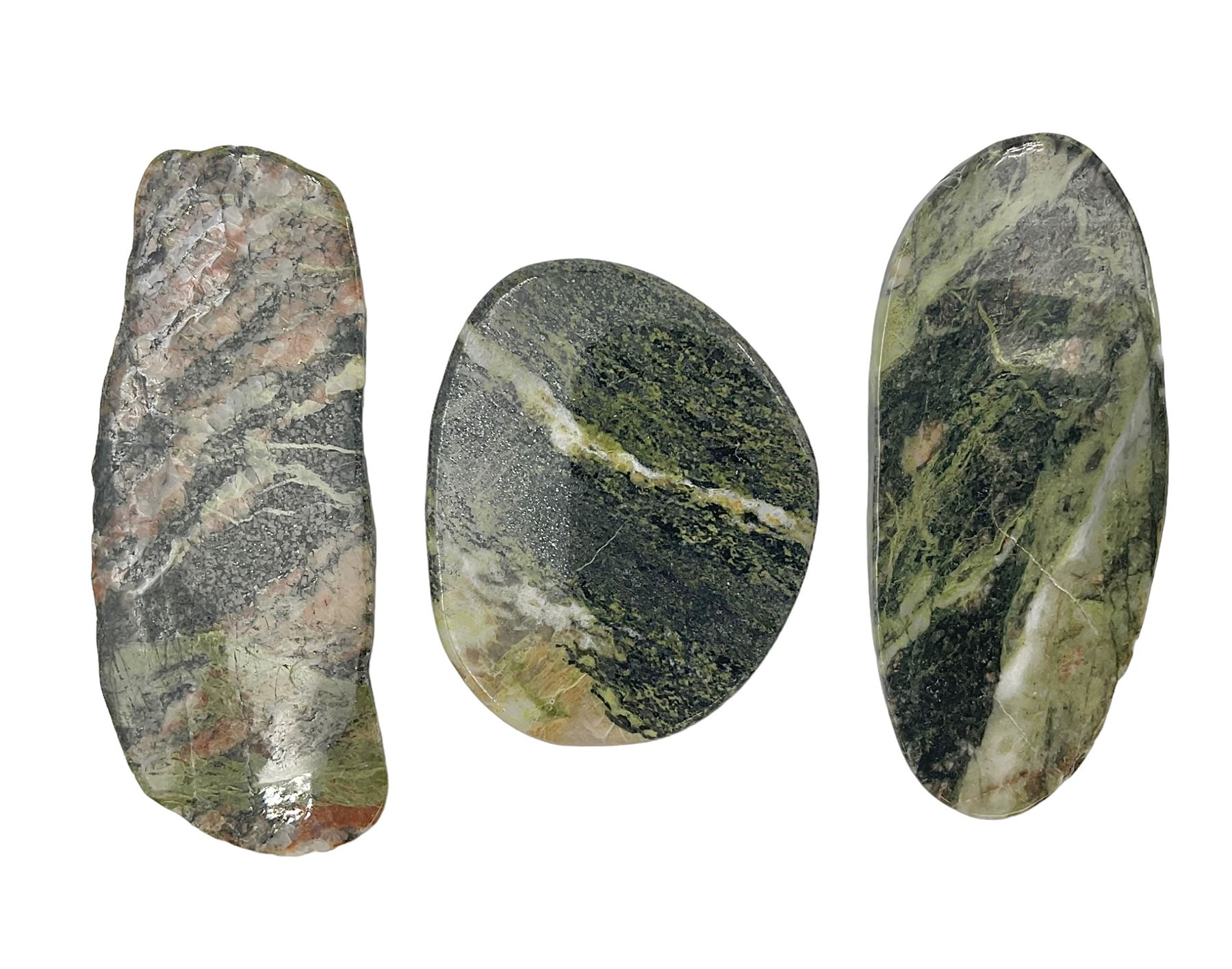 Three lewissian gniess slices, largest L10cm, H4cm 