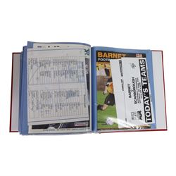 Comprehensive collection of approximately two hundred and thirty Scarborough FC football programmes for the 2003/04, 2004/05, 2005/06 and 2006/07 seasons, all filed within eight dedicated Scarborough FC red Home and Away binders