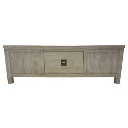 Contemporary lime-washed oak coffee table, fitted with four drawers 