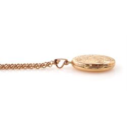 9ct rose gold hinged locket pendant necklace, hallmarked