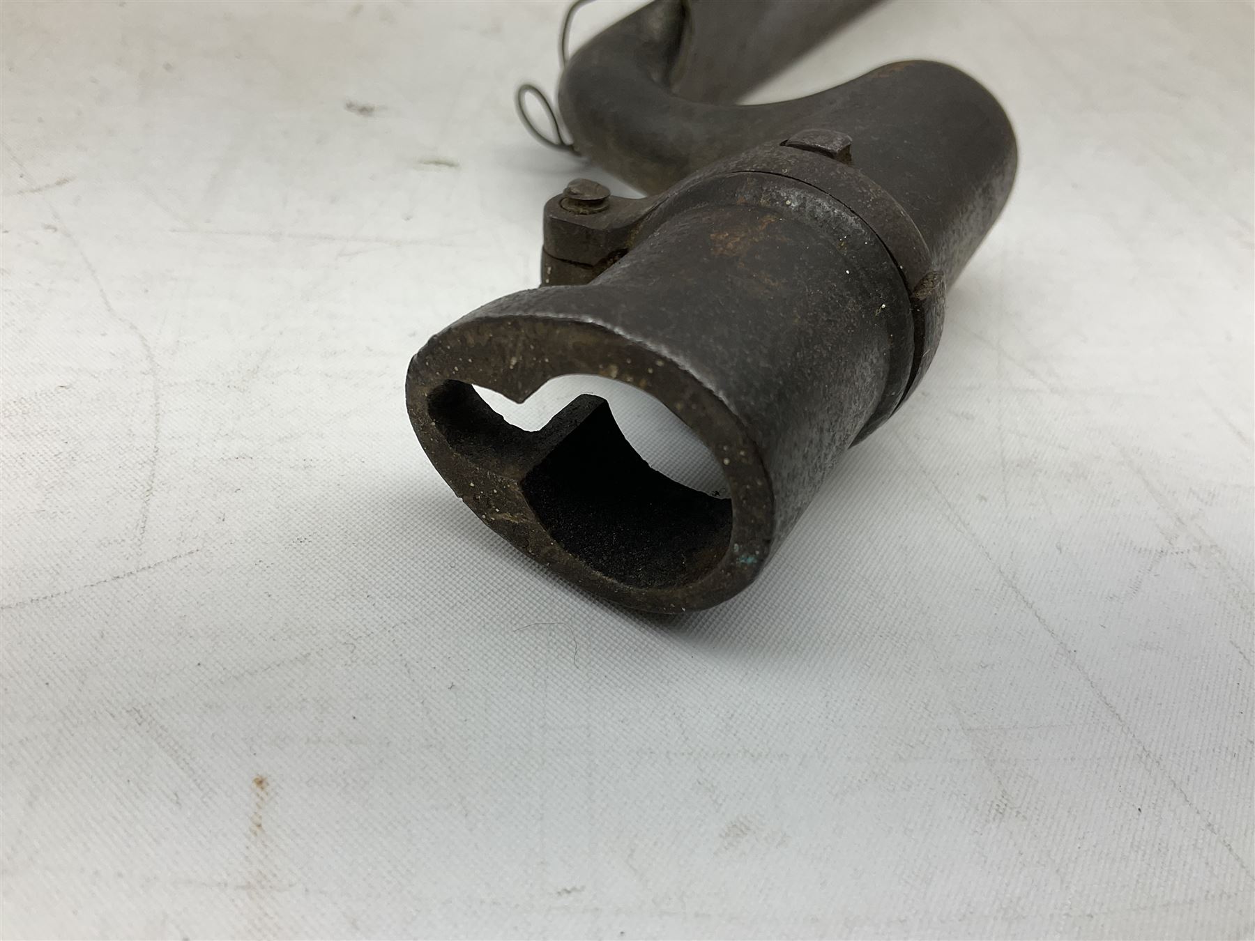 British Pattern 1876 socket bayonet with 43cm steel triangular blade L52cm overall; another socket bayonet with cruciform blade; No.4 Mk.II spike bayonet in metal scabbard with webbing frog; and 1955 Army jack knife by J.H. Thompson Sheffield (4)