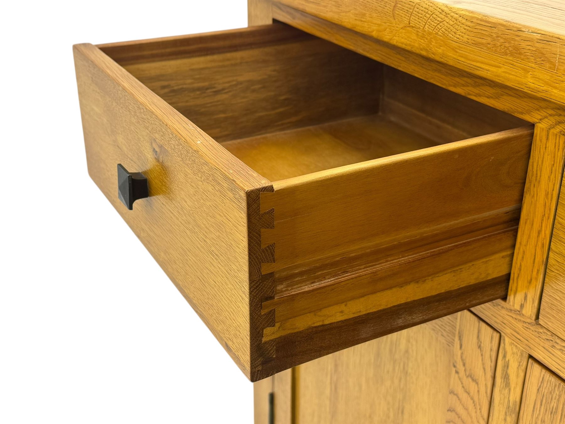 Oak Furnitureland, golden oak sideboard. Three single draws, three cupboard doors with single shelf