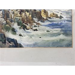 H Edmunds Crute (British 1888-1975): Coastal scene, watercolour signed 25cm x 36cm
