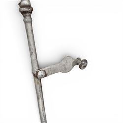 Five 19th century full height French Chateau louvre doors, pitch pine painted in cream finish, two having iron rod hinges, dimensions approx.