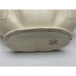 Two Arthur Wood twin handled vases to include one example in the Garden Wall pattern, together with a Beswick Ware merging green, yellow and cream vase, all with marks beneath, tallest H23cm