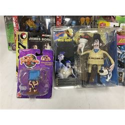 Fourteen carded action figures comprising Toy Story, X-Men Marvel Legends, Lord of the Rings, The Lost World Jurassic Park (2), The Secret Saturdays, Wallace & Gromit, Corgi Tom & Jerry (4), Flintstones, Lost in Space and Disney Infinity Cars; all in unopened blister packs; together with two boxed Robocop figures and carded James Bond car (17)