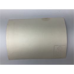 Early 1970s sepia photograph of the Pools Panel meeting at The Waldorf Hotel, London including Raich Carter, Marquis of Bath, Arthur Ellis, Neil Franklin etc 19 x 25cm; together with a beech spaghetti server with manuscript presentation inscription 'To Raich Carter from Henry 6th Marquis of Bath 1974'; Provenance: By direct descent from the family of Raich Carter having been consigned by his daughter Jane Carter (2)