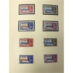 King George V 1935 Silver Jubilee stamps, including Ascension, Australia, Bahamas, Barbados, Basutoland, Bechuanaland Protectorate, Bermuda, British Guiana, British Honduras, British Solomon Islands, Canada, Cayman Islands, Ceylon, Cyprus, Dominica, Falkland Islands, Fiji, Gambia, Gibraltar etc, used and unused examples and various covers, housed in 'The Simplex Blank Album'