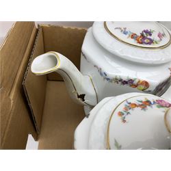 Rosenthal Pompadour Samara pattern tea wares, to include two teapots, twelve teacups and saucers, two cake plates, ten dessert plates, etc (40)