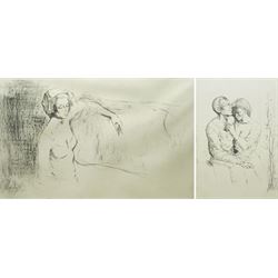 Montserrat Gudiol (Spanish 1933-2015): Lovers and Windswept, pair etchings signed and numb...