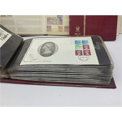 Queen Elizabeth II Great British first day covers with special postmarks and printed addresses, other covers, QEII used postage stamps, Basutoland, Southern Nigeria and other world stamps, housed in various albums, stockbooks, folders and loose, in one box