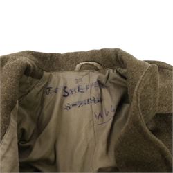 Army long wool jacket, with US Army WWII 82nd Airborne division patch, stamped inside 36R