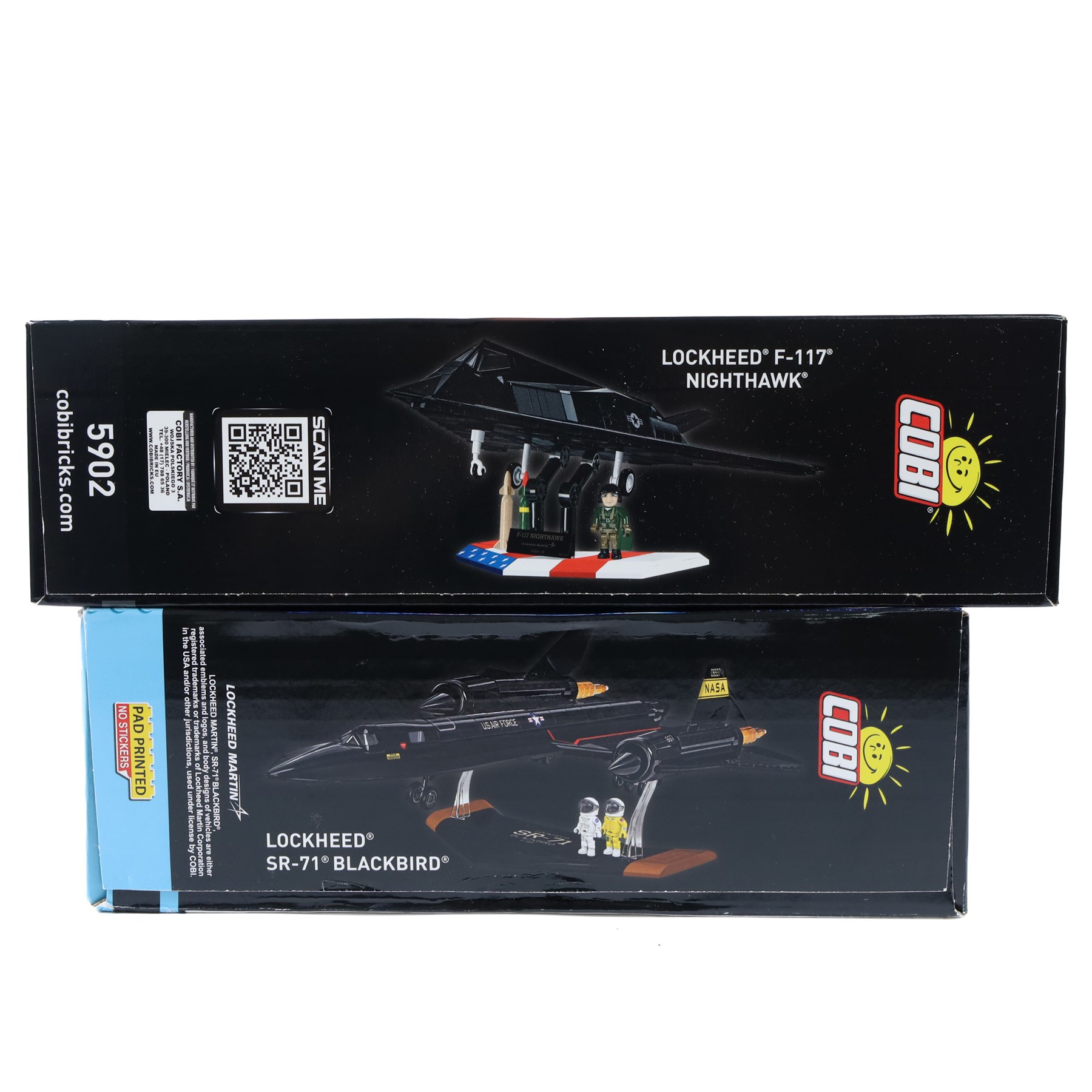 Two Cobi Bricks 1:48 scale Armed Forces model aircraft sets, comprising limited edition no. 5902 Lockheed F-117 Nighthawk and executive edition no. 5890 Lockheed SR-71 Blackbird, both in sealed boxes