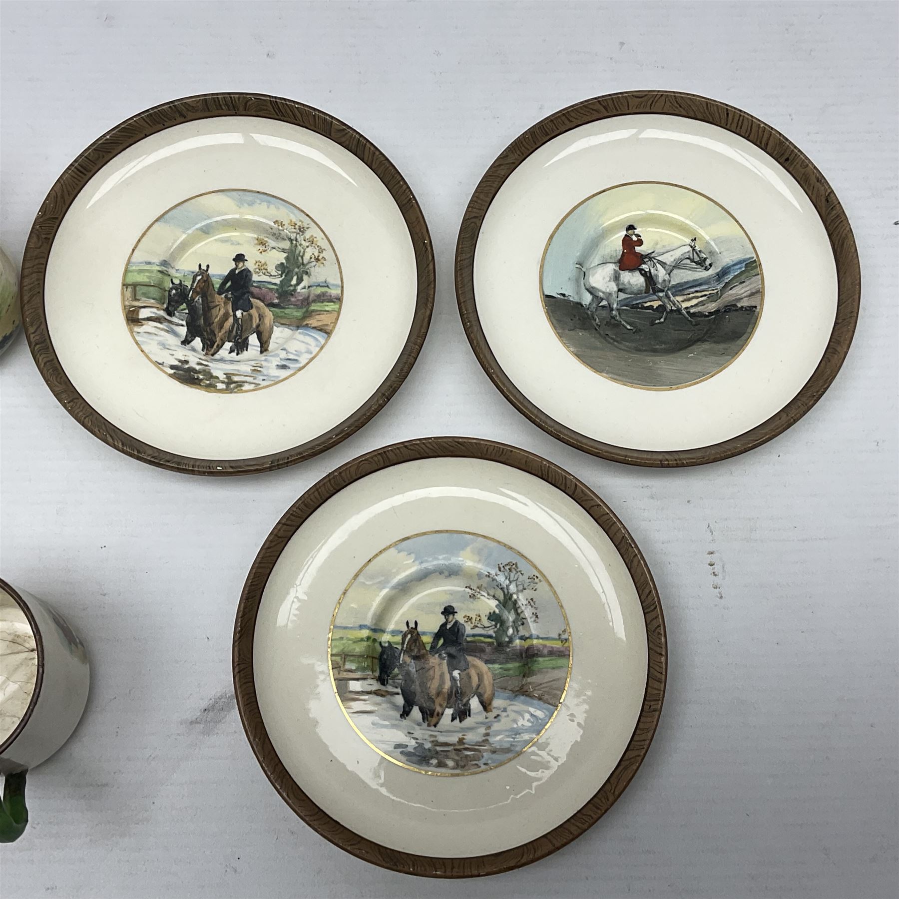 W.T. Copeland & Sons solely for Soane & Smith ltc,  four hunt scene coffee cans and three saucers Rd 691240